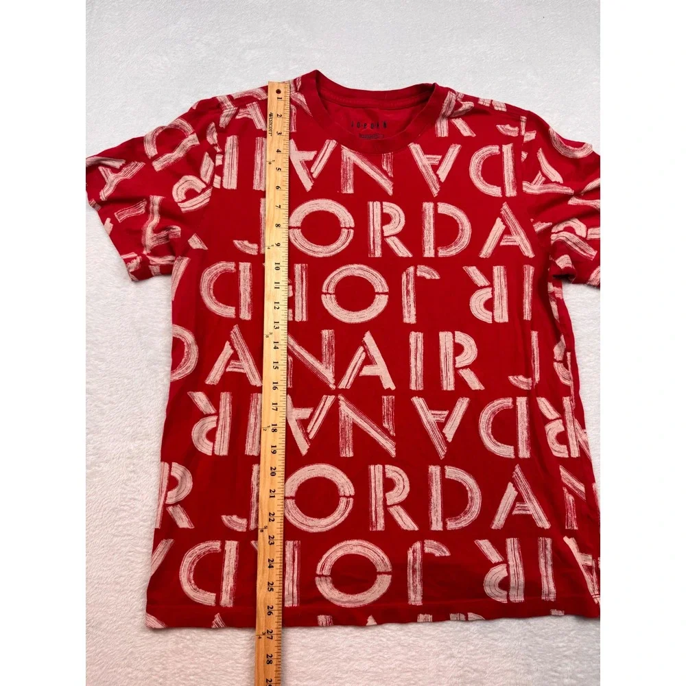 Jordan Air All Over Print T-Shirt Mens Large Red Graphic Short Sleeve Tee